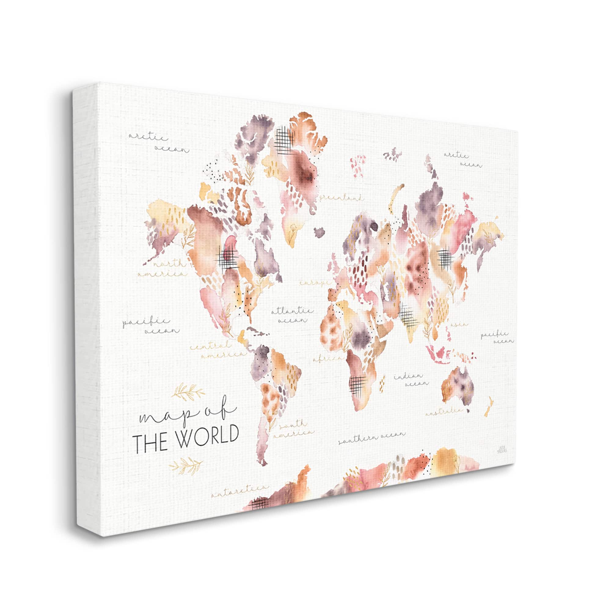 Stupell Industries Abstract Floral World Map Wall Art